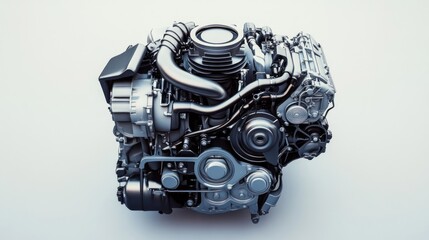 Poster - A detailed view of a complex automotive engine showcasing its components and design.
