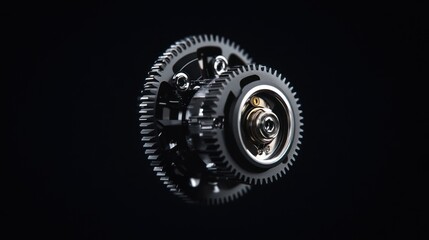 Fototapete - A detailed view of a mechanical gear system showcasing intricate design and engineering.