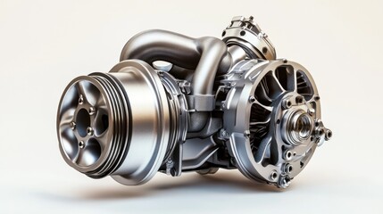 Poster - A detailed view of a mechanical turbocharger used in automotive engines.