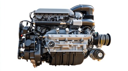 Poster - A detailed view of an automotive engine showcasing its mechanical components.
