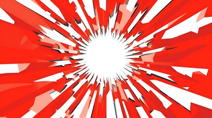 Wall Mural - Abstract Red And White Geometric Explosion Design