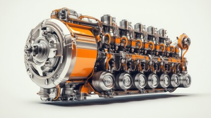 Poster - A detailed rendering of a complex industrial engine showcasing its mechanical components.