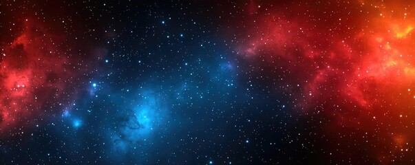 Wall Mural - Galaxy abstract background idea. Vibrant cosmic nebula with stars, showcasing deep blue and red hues.
