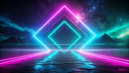 Wall Mural - create a minimalist background featuring neon-inspired colors. combine black with bright accents lik