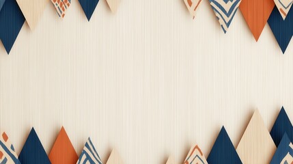 Wall Mural - A white background with a blue and orange border