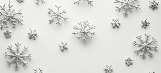 Wall Mural - Yuletide Tempest: Gorgeous 3D Visualization of Christmas Snowflakes Cascading Down