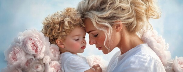 experience the tender embrace of motherhood with this heartwarming image showcasing a glowing scene 