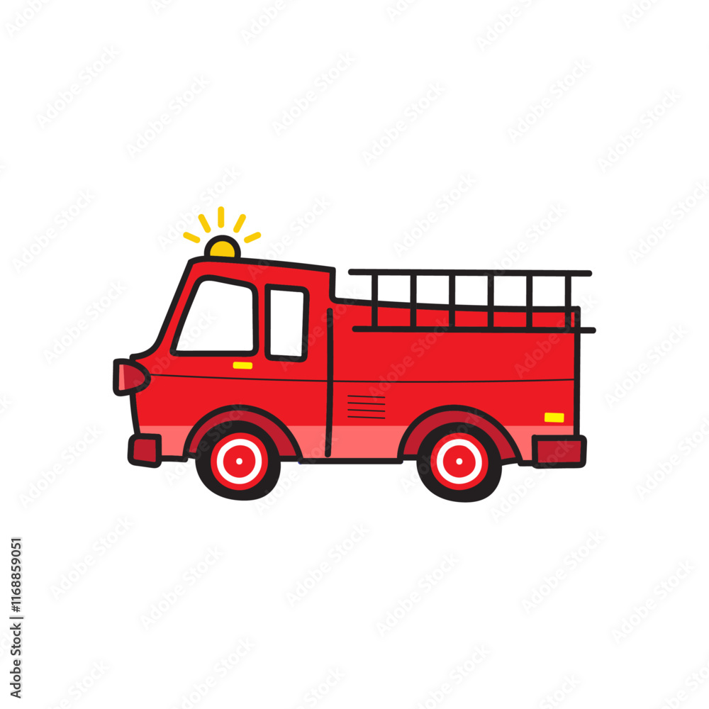 Cute cartoon fire truck vector illustration Stock Vector | Adobe Stock