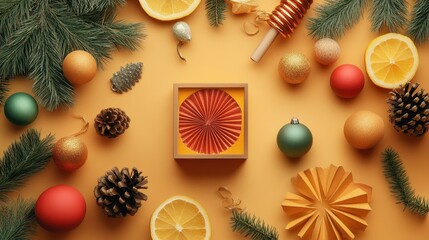 Creative New Year Flat Lay Decoration Arrangement