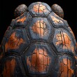 © Maz - Close-up of a tortoise shell, showcasing intricate texture and pattern of cracked, orange and black scutes.