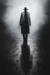 Poster - A surreal depiction of guilt as a shadow following the procrastinator,