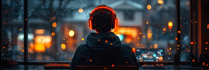Poster - A glowing reminder hovering over a person's head while they play video games.