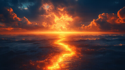 Poster - A glowing path of completed tasks leading to a bright horizon,