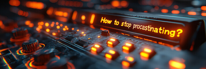 Poster - A glowing search bar with the phrase How to stop procrastinating?
