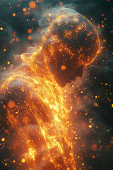 Poster - A figure trapped in a web of glowing notifications,
