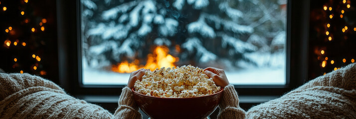 Poster - A person eating popcorn while watching a to-do list slowly burn,