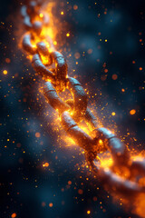 Poster - A surreal depiction of glowing chains breaking apart, symbolizing freedom from procrastination,