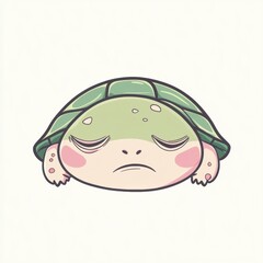 Wall Mural - A cute, cartoonish turtle with a sad expression, emphasizing a whimsical design.