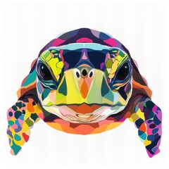 Wall Mural - A colorful, stylized illustration of a turtle with vibrant geometric patterns.