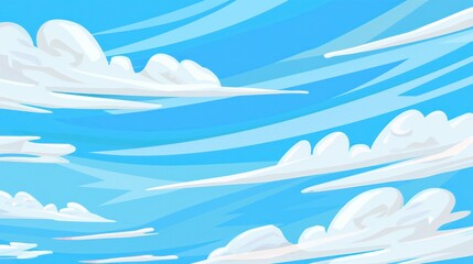 illustration blue sky white clouds simple cartoon flat art 2D horizontal