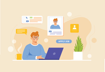 a user-friendly illustration of an online job application system, featuring cv uploads, candidate tr