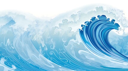 Wall Mural - Abstract Blue Ocean Wave Artistic Rendering