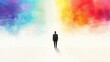 © Sakiyah - Man Standing Between Colorful Abstract Backgrounds Symbolizing Choices and Opportunities