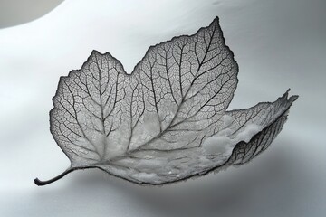 Canvas Print - Delicate leaf skeleton winter frost detail beauty