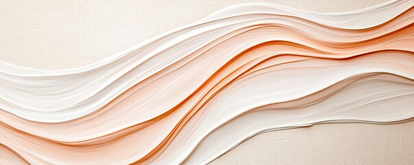 Canvas Print - Ink abstract background concept. Elegant abstract background with flowing waves in soft peach and cream tones.