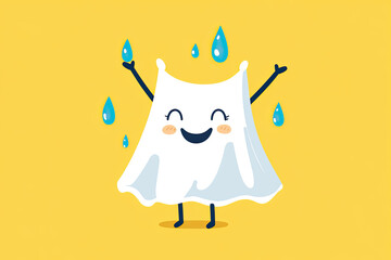 Canvas Print - A workout towel dancing happily as it dries off cartoon sweat drops