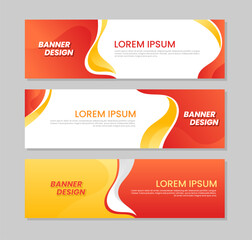 Wall Mural - Set banner template design collection red and yellow color