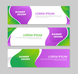 Wall Mural - Set banner template design collection green and purple color