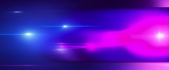 Wall Mural - Colorful left blue and purple optical lens flares shine rays light abstract on black background beautiful blue spotlight effects moving on top left flash lights Bright light lens flare 4K