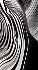 Wall Mural - Black soft waves on white background Black and white glossy stripes and waves abstract motion background Seamless looping Video animation Abstract effect video movement 4K vertical