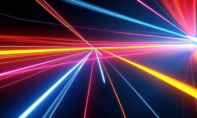 Wall Mural - high-speed light trail animation with red and blue light motion trails conveys a sense of fast movem