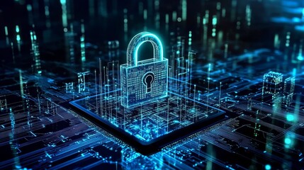 Blue abstract microchip design representing endpoint security.