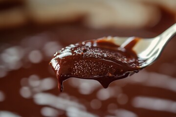 Wall Mural - Melted Chocolate Dripping From A Spoon