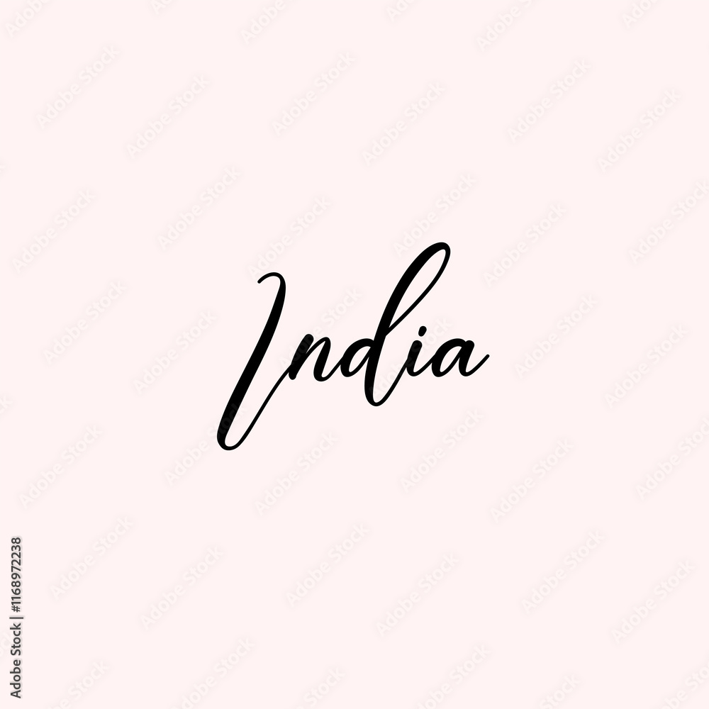India Text Typography isolated on light background