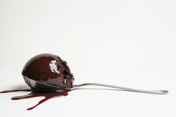 Wall Mural - Chocolate Cake Ball on Spoon Melts Dripping Dessert