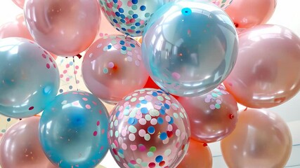 Wall Mural - pastel balloons and confetti celebration