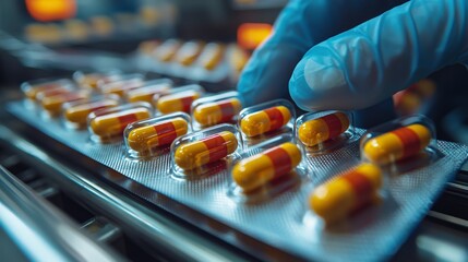 A stunning close-up of colorful capsules being sorted on a production line, representing the meticulous nature and care involved in pharmaceutical manufacturing.