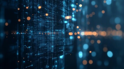 Abstract Digital Data Stream, Futuristic Network, Glowing Lines, Tech Background