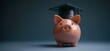 © Vergiliy - Piggy bank wearing graduation cap symbolizing financial education and savings for college expenses, copy space for text