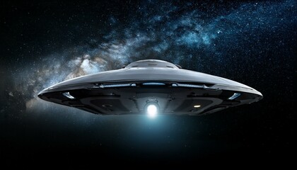 Wall Mural - a spaceship sailing through deep, dark space