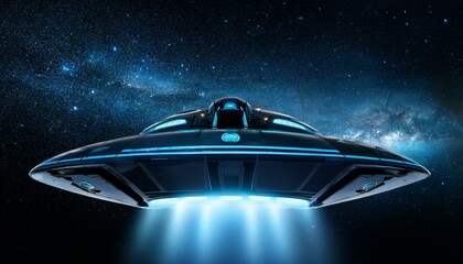Wall Mural - a spaceship sailing through deep, dark space