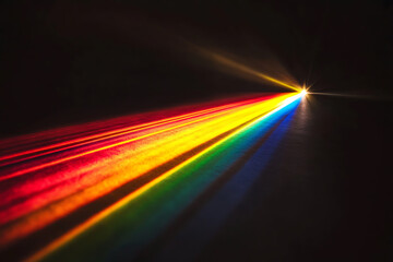 Aufkleber - Colorful light rays emanating from a bright source in dark space.