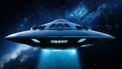 Wall Mural - a spaceship sailing through deep, dark space