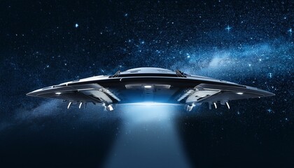 Wall Mural - a spaceship sailing through deep, dark space