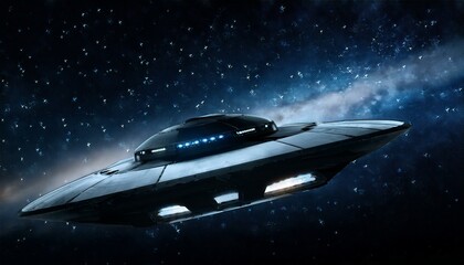 Wall Mural - a spaceship sailing through deep, dark space