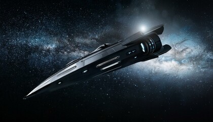 Wall Mural - a spaceship sailing through deep, dark space